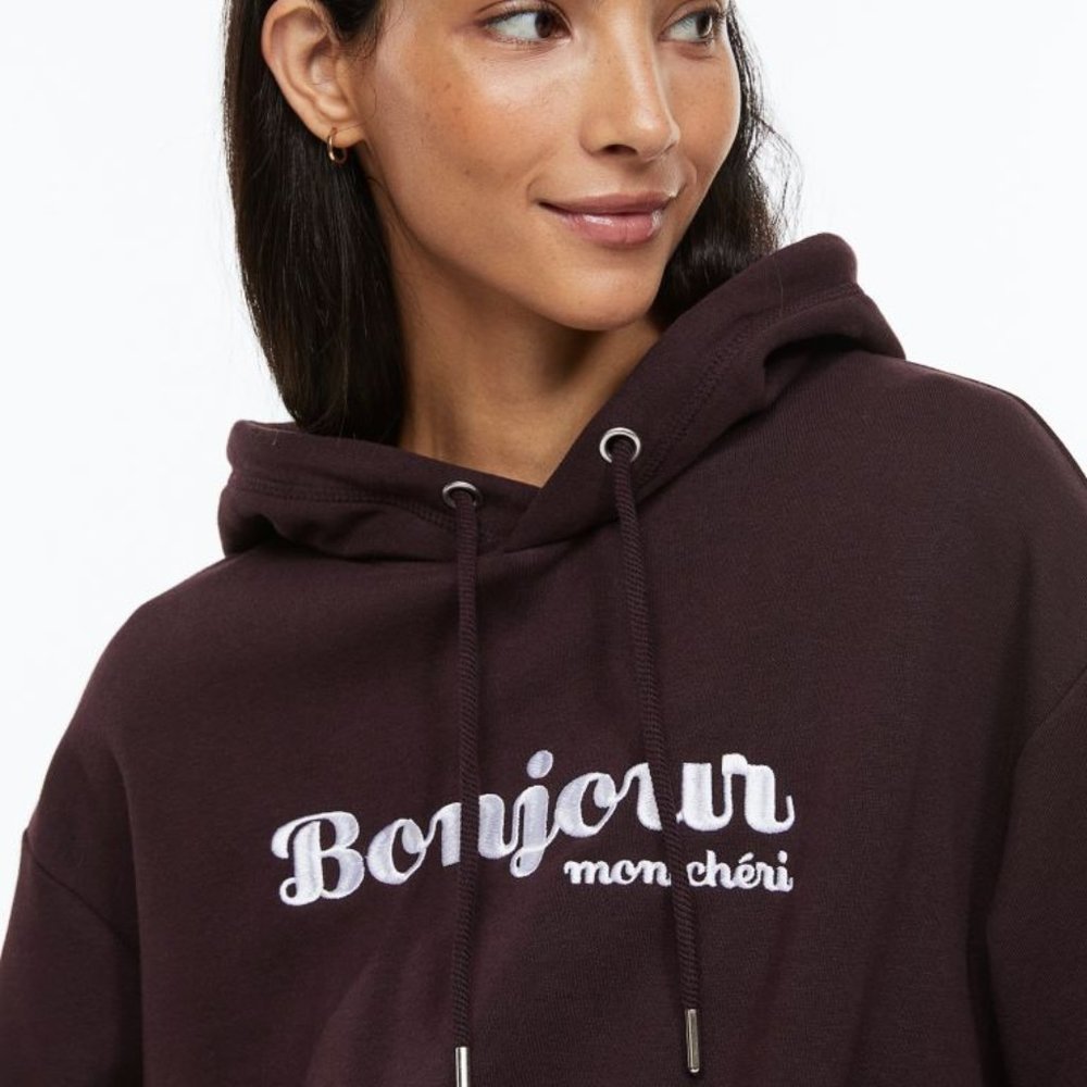 Bonjour Mon Cheri Hoodie - Burgundy